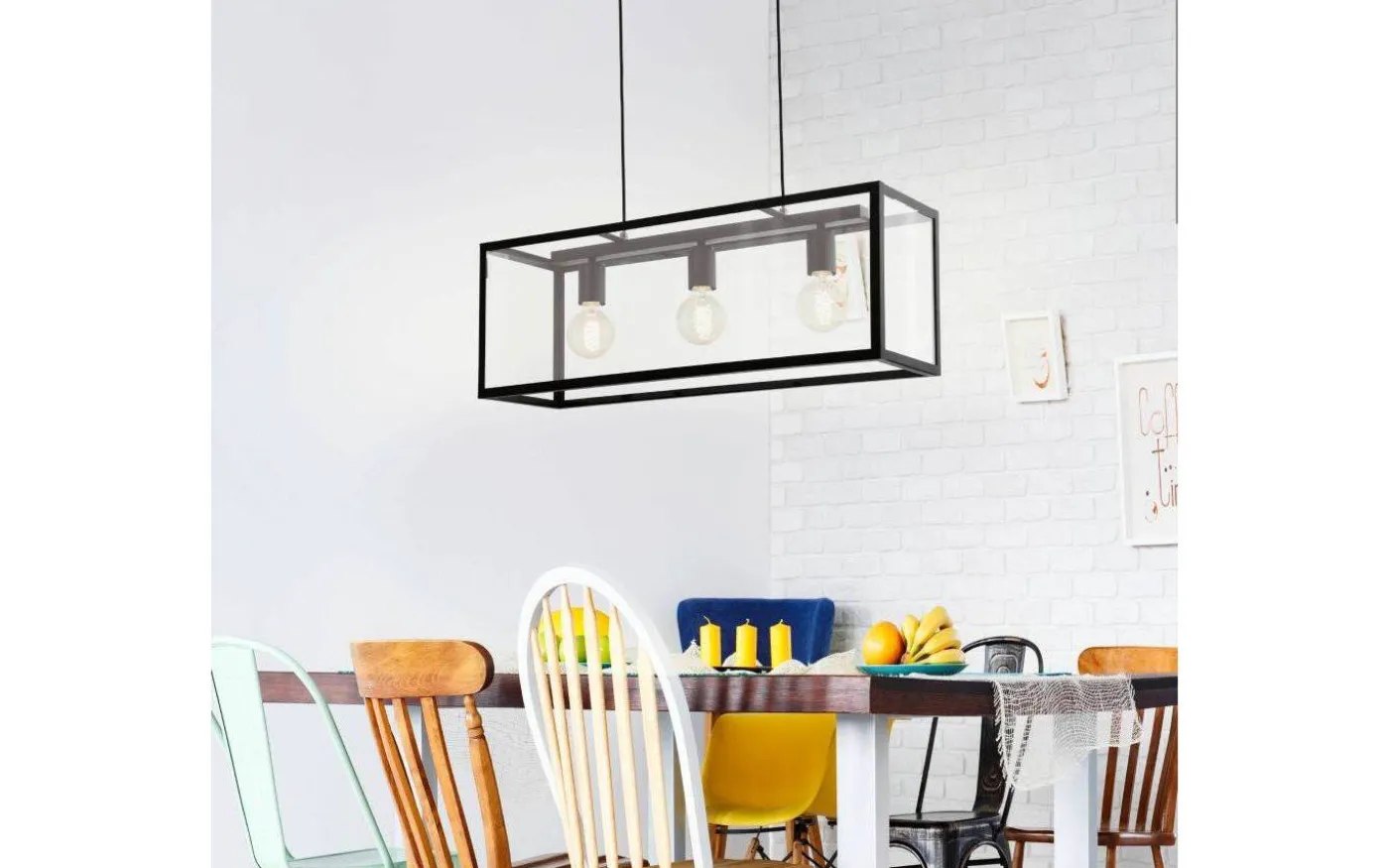 Charterhouse Taklampa 73cm 3L Svart/Klar Gl.