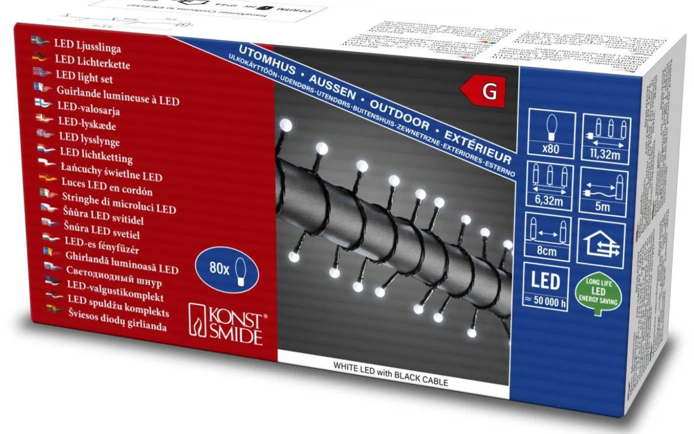 Cherry Mini Ljusslinga 6,32m Varmvit, Svart IP44