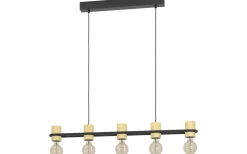 Eglo Chieveley Taklampa 89cm Svart/Gummiträ* Avlånga Taklampor