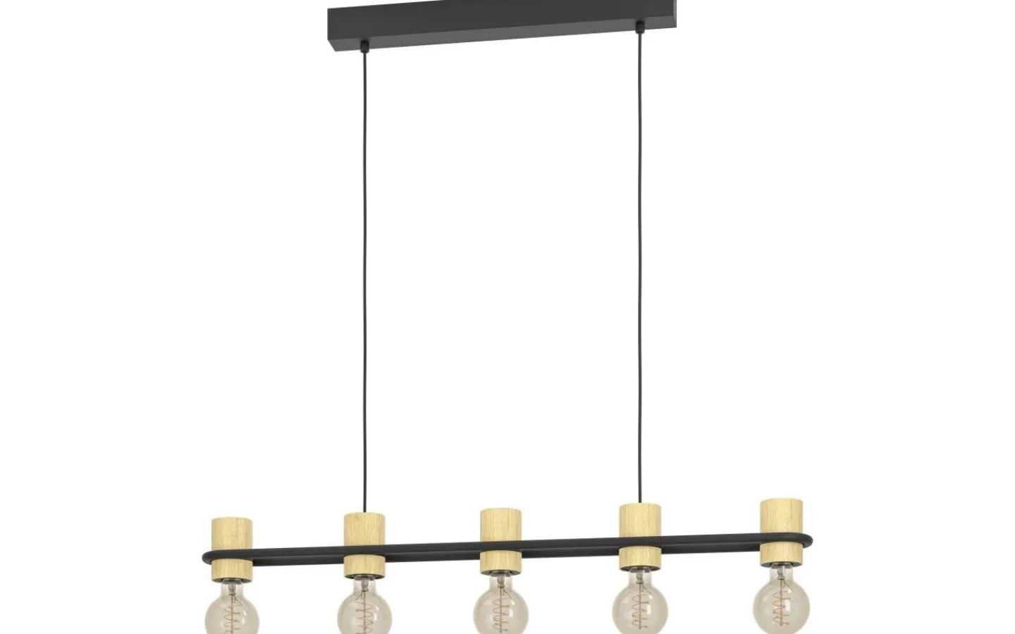 Eglo Chieveley Taklampa 89cm Svart/Gummiträ* Avlånga Taklampor