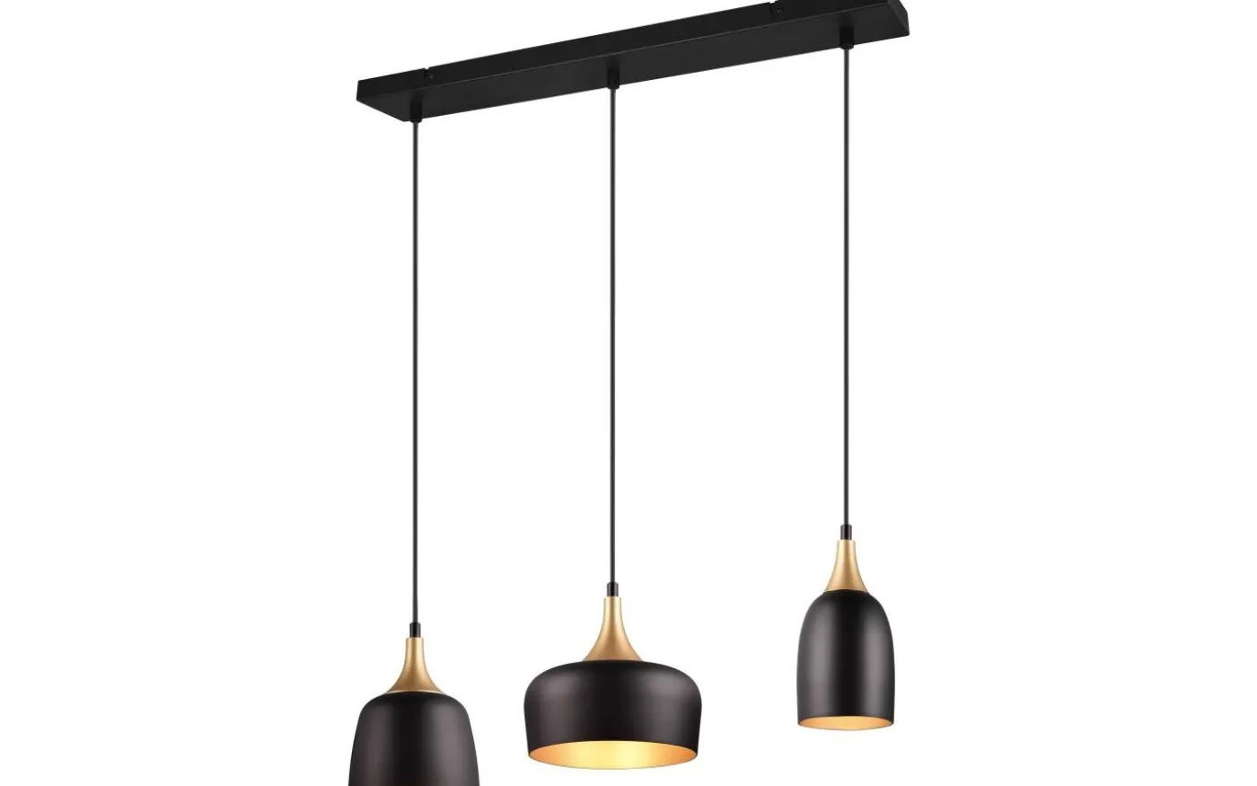 Chiraz Takpendel 3-delad E27 mattsvart/mattmässing