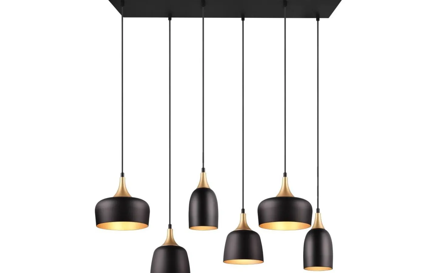 Trio Lighting Chiraz Takpendel 6-delad E27 mattsvart/mattmässing* Avlånga Taklampor