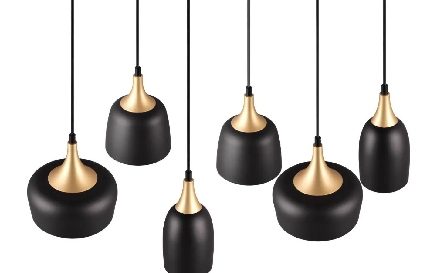 Trio Lighting Chiraz Takpendel 6-delad E27 mattsvart/mattmässing* Avlånga Taklampor