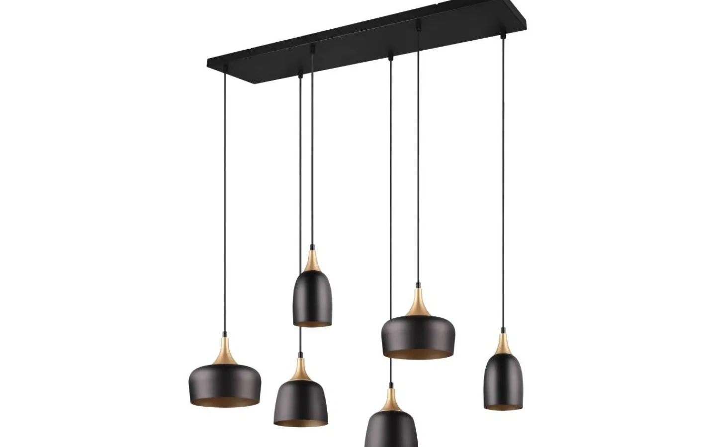 Trio Lighting Chiraz Takpendel 6-delad E27 mattsvart/mattmässing* Avlånga Taklampor