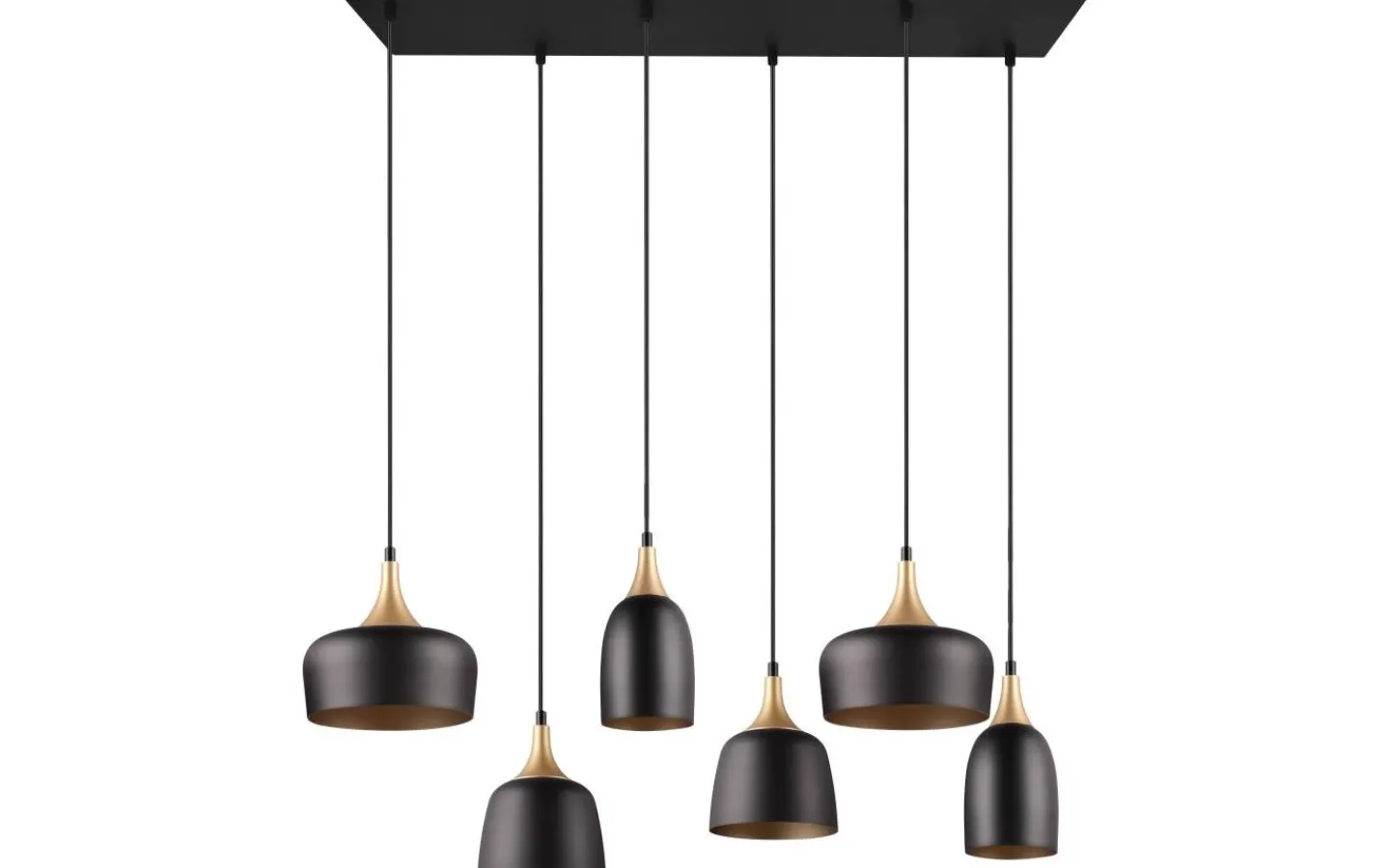 Trio Lighting Chiraz Takpendel 6-delad E27 mattsvart/mattmässing* Avlånga Taklampor