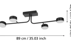 Clavellina Plafond 89cm LED 3000K 27W Svart