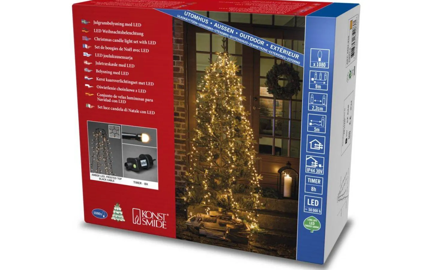 Julgransbelysning<Konstsmide Cluster Julgransslinga LED 4m Frost Amber, Timerfunktion IP44