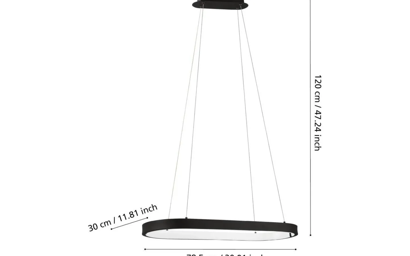 Eglo Codirales Taklampa 78cm LED 3000K 30W Svart* Avlånga Taklampor