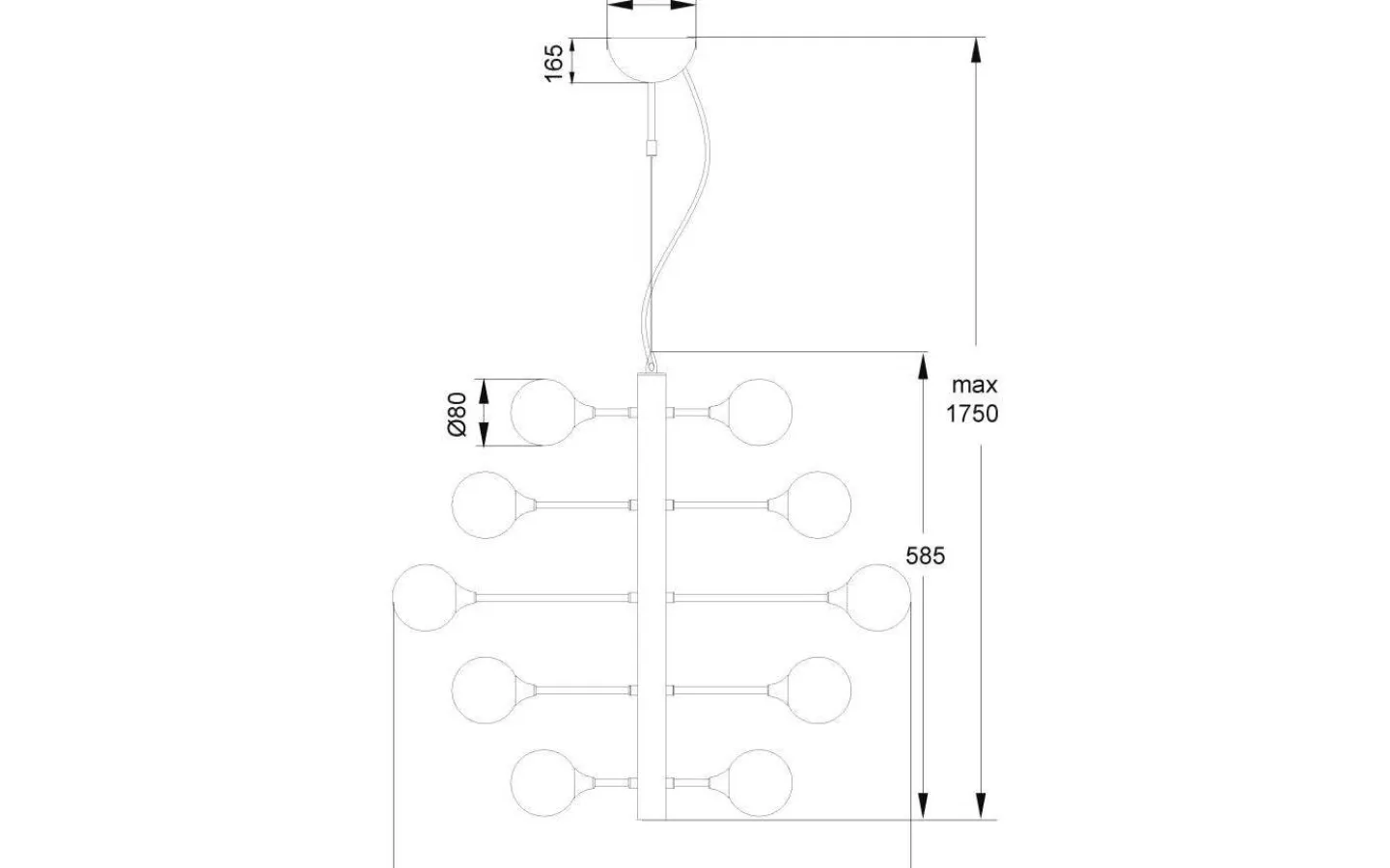 Vardagsrum|Kök & Matplats<Aneta Cosmos Taklampa 69cm 24L Svart/Rök