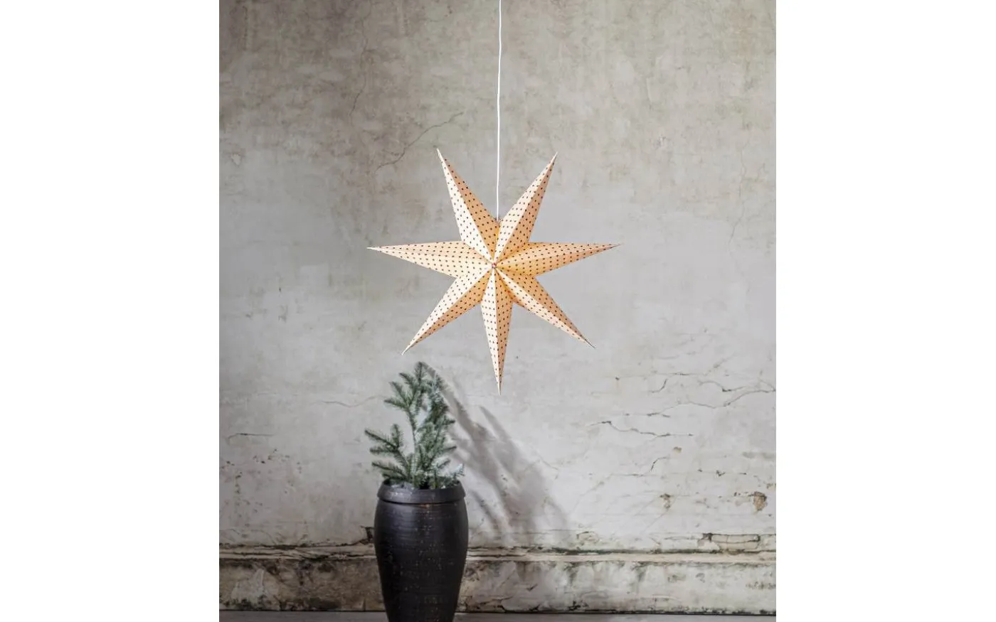 Cotton Julstjärna Prickar 60cm Röd