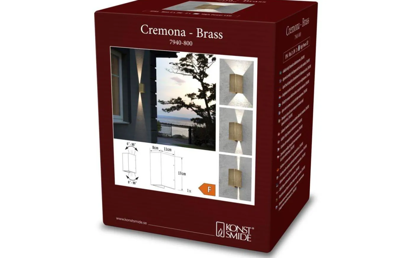 Cremona Vägglampa Justerbar LED 3000K 2x3W Mässing IP54