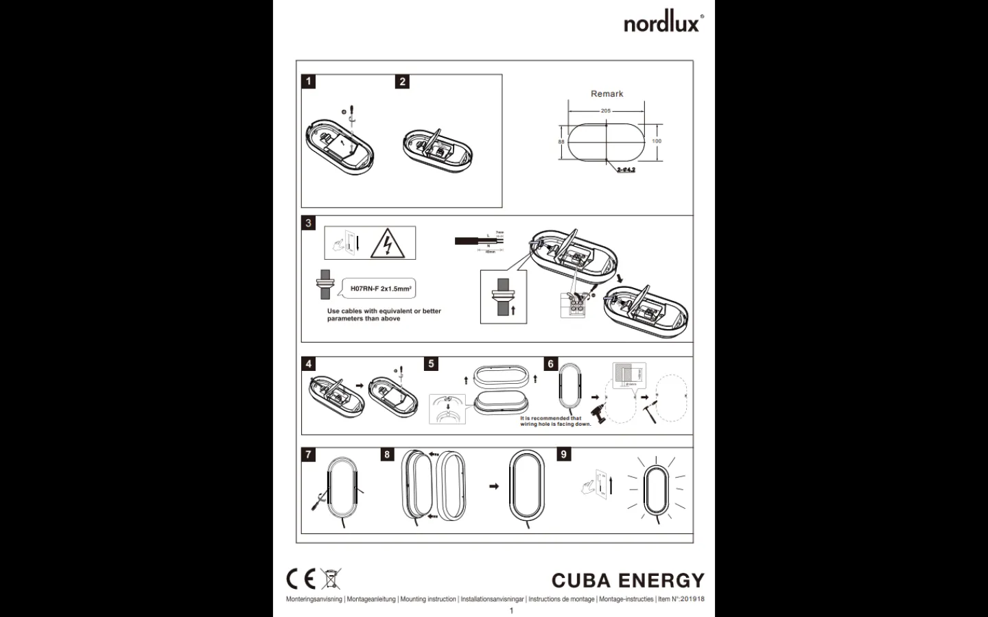 Taklampor Utomhus|Vägglampor Utomhus<Nordlux Cuba Energy Oval LED 3000K 6,5W Vit IP54