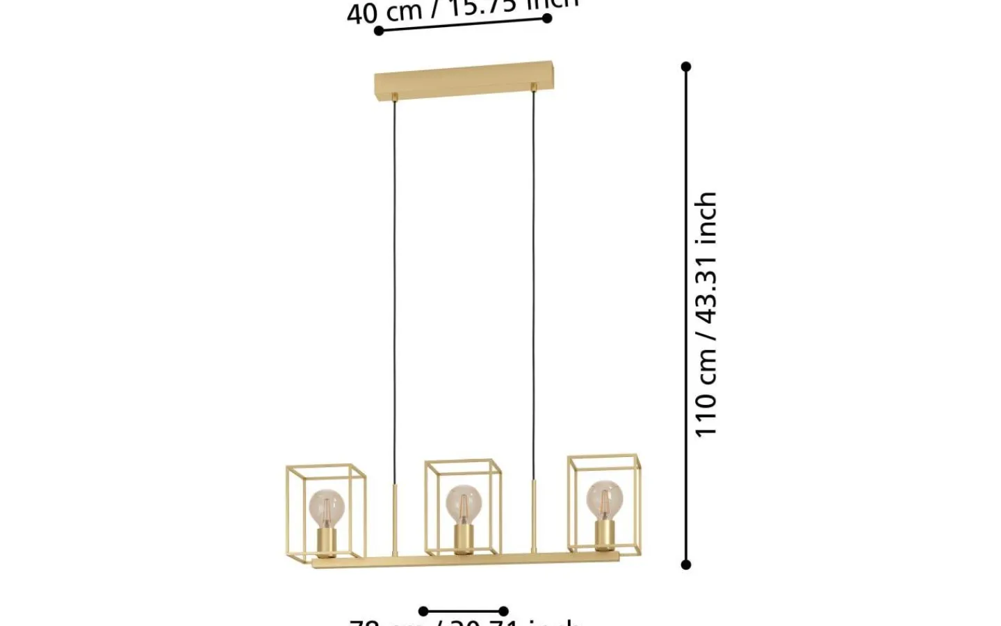 Avlånga Taklampor<Eglo Cumiole Taklampa 78cm Guldfärgad