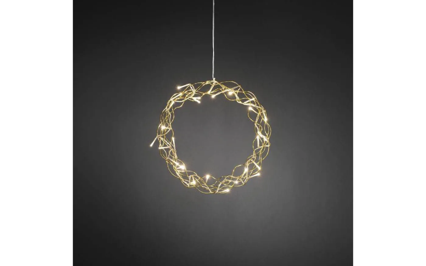 Curle Julkrans 30cm Varmvit LED Guld Inomhus