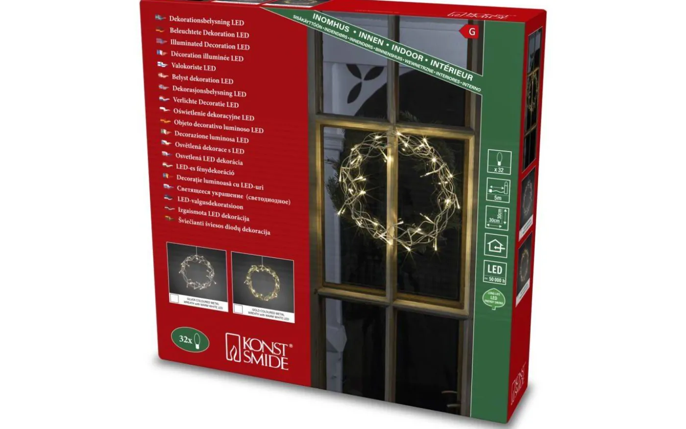 Curle Julkrans 30cm Varmvit LED Guld Inomhus