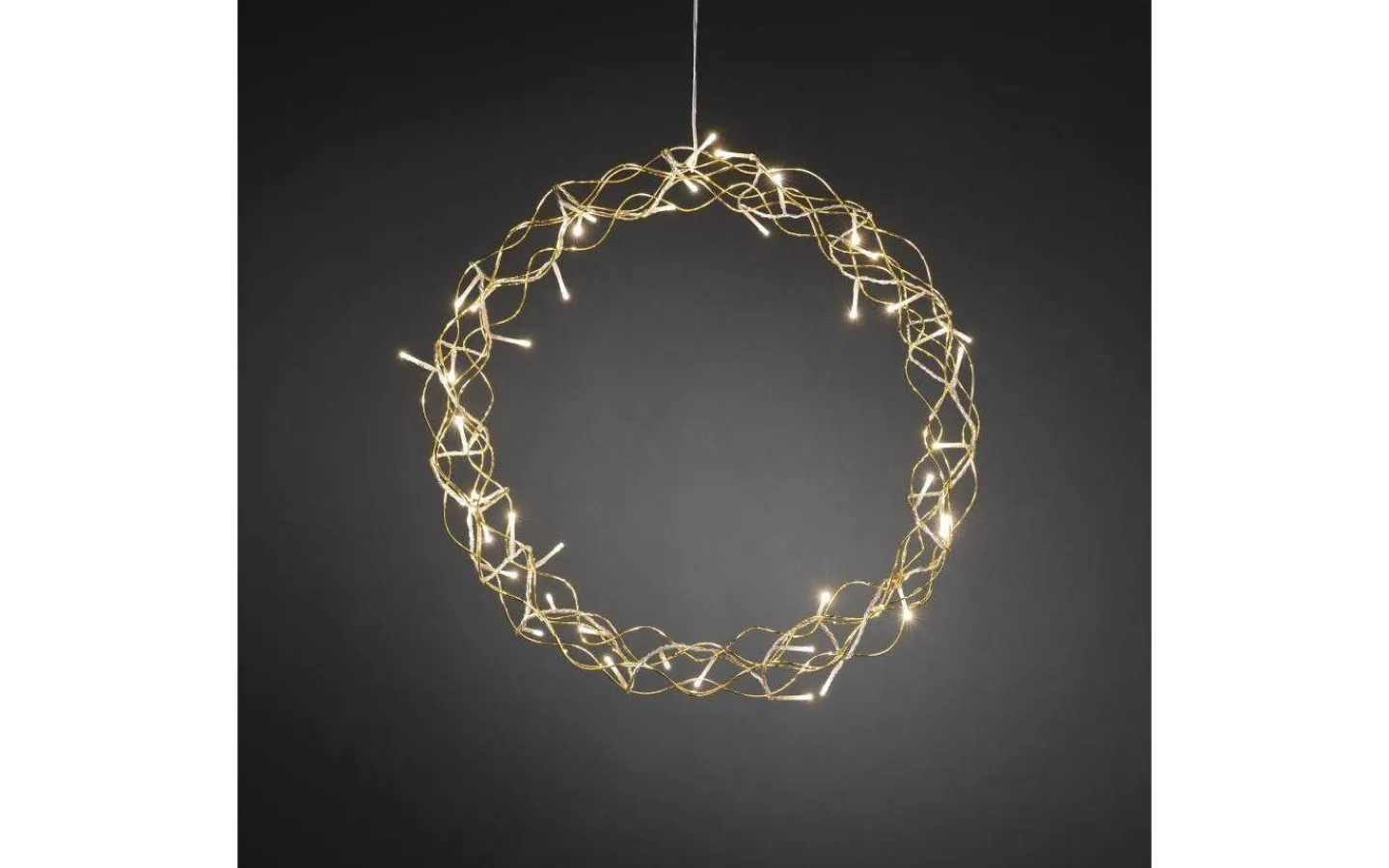 Kransar|Julpynt Inomhus<Konstsmide Curle Julkrans 45cm Varmvit LED Guld Inomhus