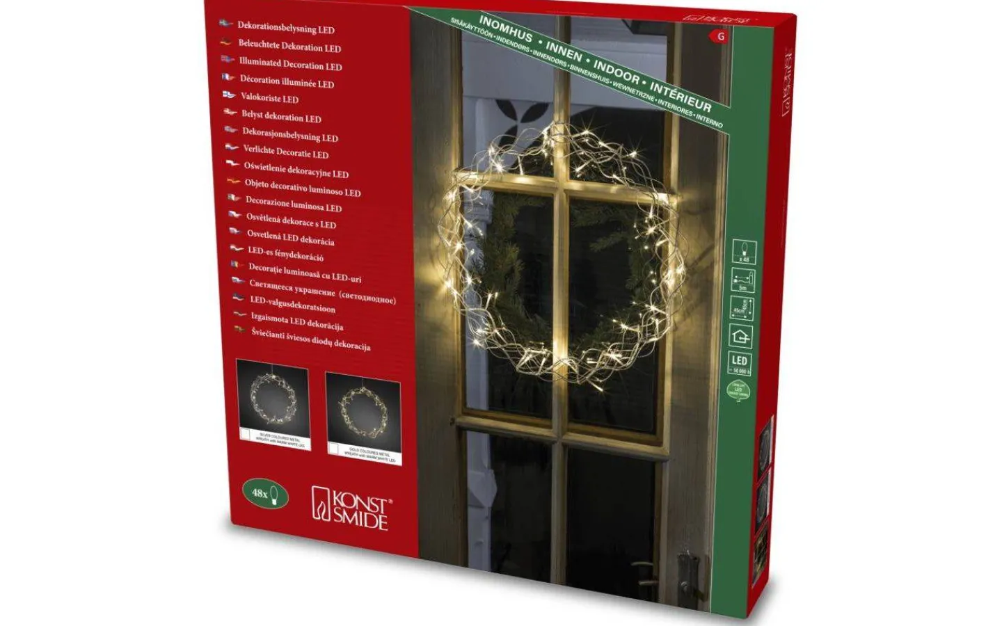 Kransar|Julpynt Inomhus<Konstsmide Curle Julkrans 45cm Varmvit LED Guld Inomhus