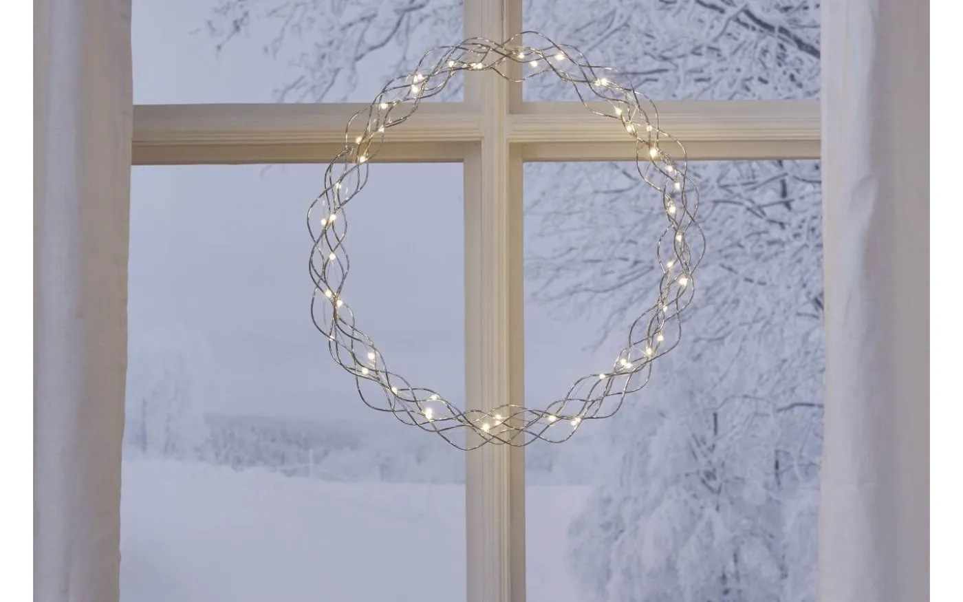 Curly Krans Dew Drop LED 45cm Krom