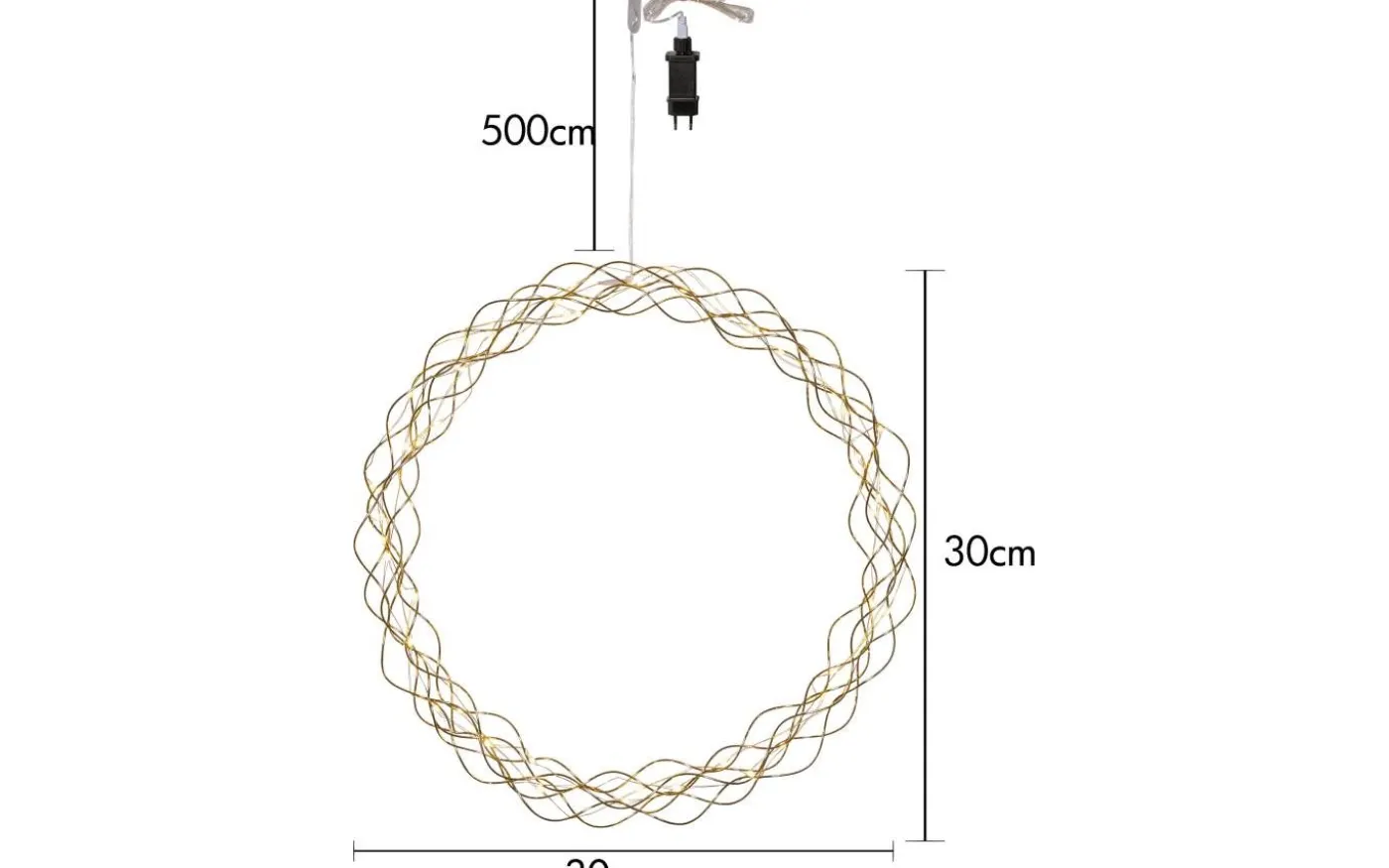 Curly Krans Dew Drop LED 30cm Mässing