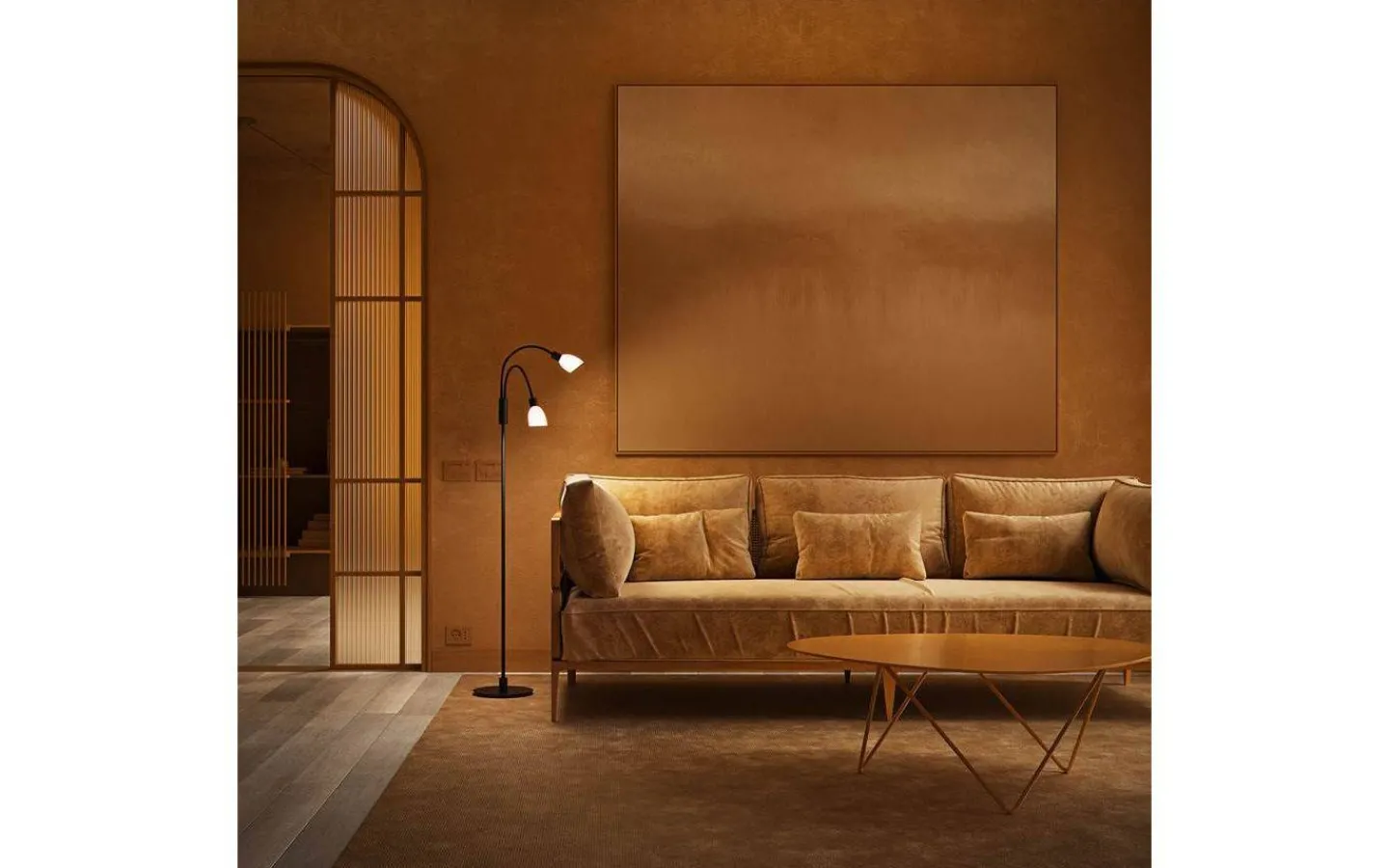 Golvläslampor<Herstal Cut Dubbel Golvlampa 140cm Svart/Opalgas