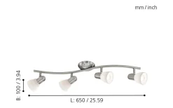 Eglo Dakar Takspotlight 65cm Nickel* Avlånga Takspotlights|Takspot Med Minst 4 Lampor