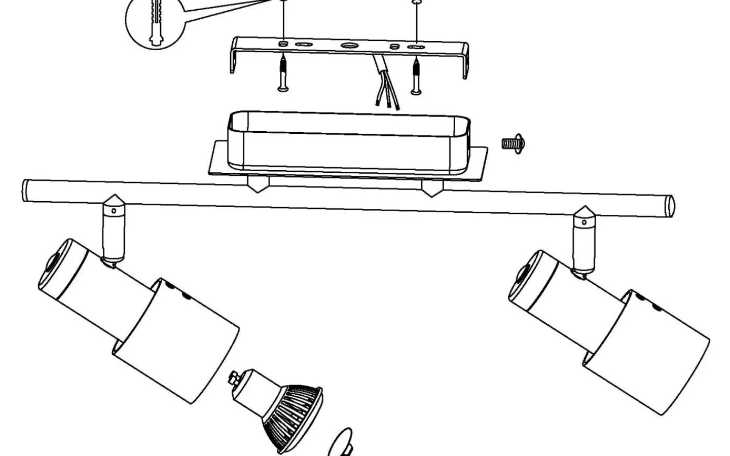 Eglo Davida Takspotlight 39cm GU10 LED 3000K 2x4,6W Nickel* Takspot Med 2 Lampor|Avlånga Takspotlights
