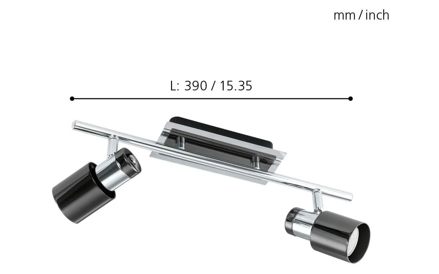 Eglo Davida Takspotlight 39cm GU10 LED 3000K 2x4,6W Nickel* Takspot Med 2 Lampor|Avlånga Takspotlights