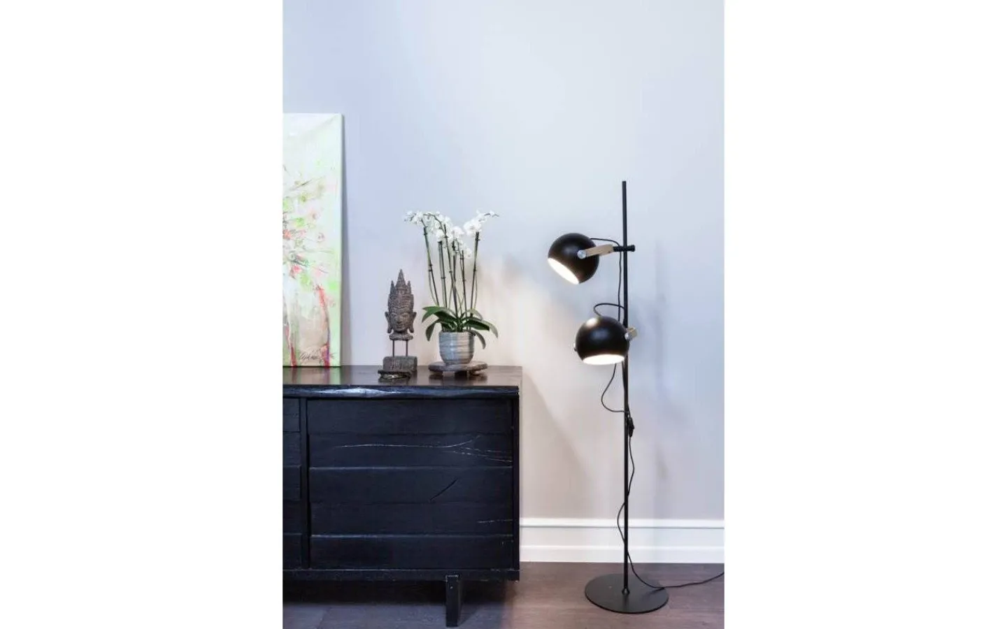 Halo Design DC Golvlampa 2L 150cm Svart/Ek* Golvläslampor