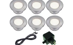 Decklight 65mm 6-pack Frostat glas Komplett Bolthi Connect 12V Rostfritt Stål IP67