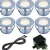 Decklights Led|Bolthi Connect 12V<Bolthi Decklight 45mm 6-pack Frostat glas Komplett Connect 12V Rostfritt Stål IP67