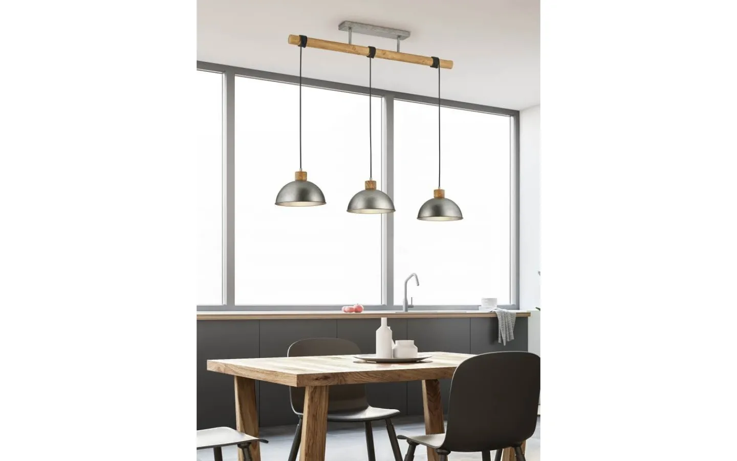 Trio Lighting Delhi Takpendel 3-delad E27 antik stål* Avlånga Taklampor