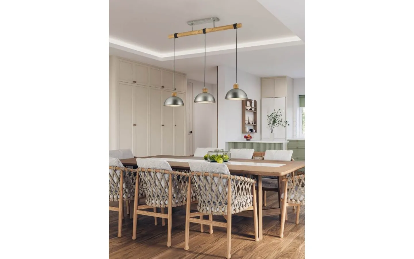 Trio Lighting Delhi Takpendel 3-delad E27 antik stål* Avlånga Taklampor