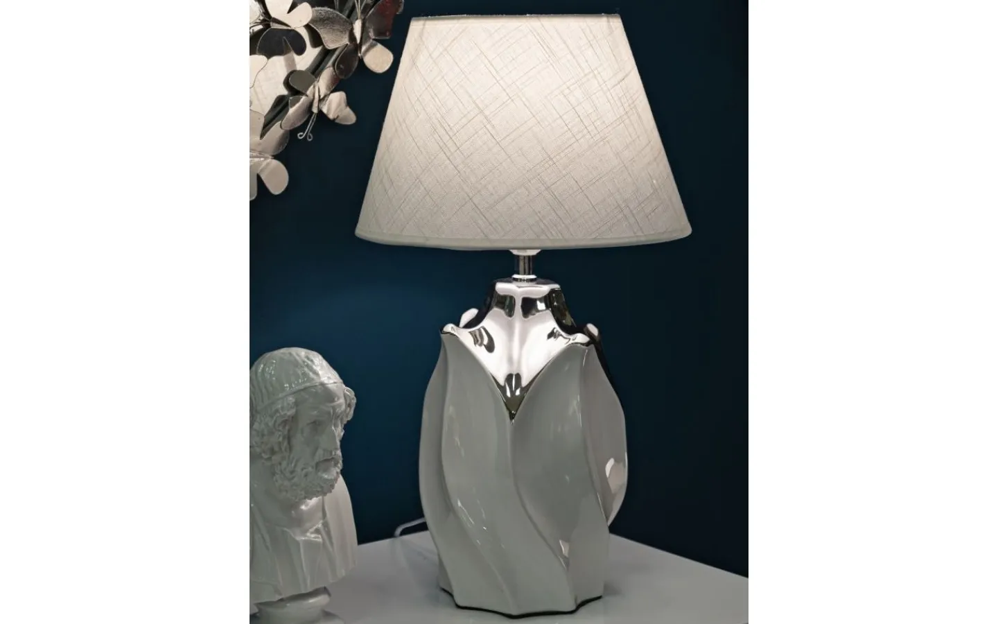 Mauro Ferretti Delta Bordslampa 51cm Silver/Vit* Bordslampor