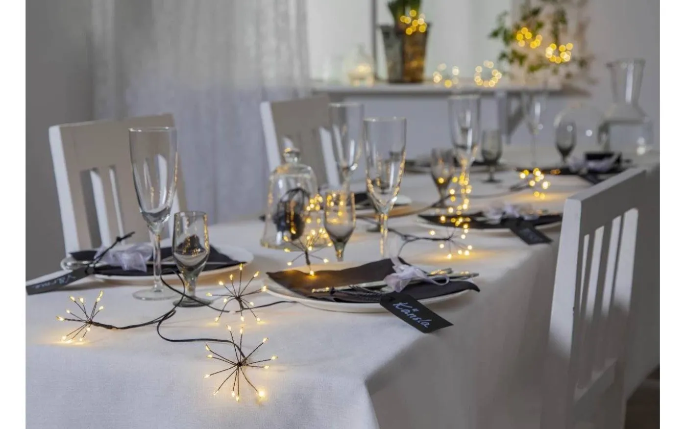 Dew Drop Flower Batteridriven Ljusslinga Svart 2,1m IP44