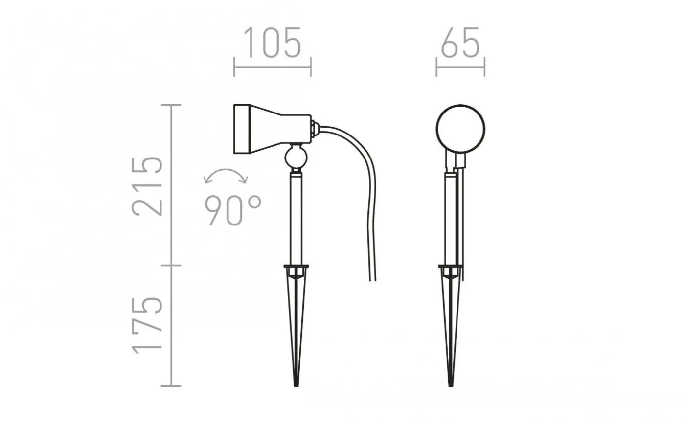 Direzza Markspot på spjut Antracitgrå 230V GU10 IP54