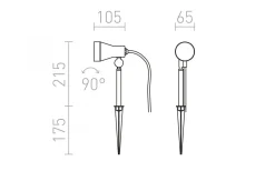 Rendl Direzza Markspot på spjut Silvergrå 230V GU10 IP54* Markbelysning