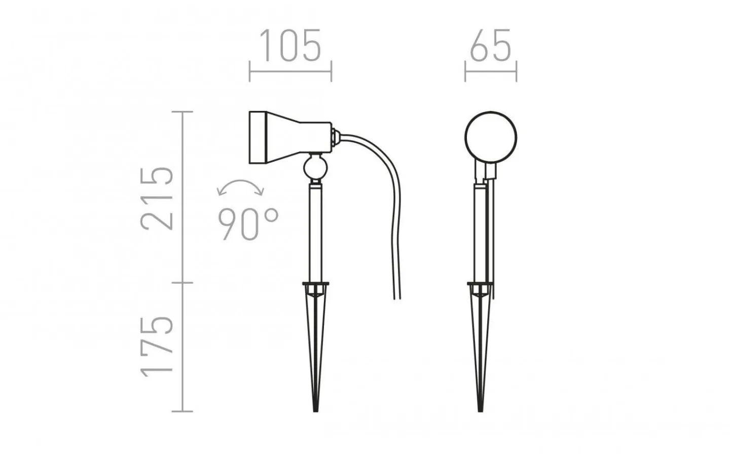 Rendl Direzza Markspot på spjut Silvergrå 230V GU10 IP54* Markbelysning