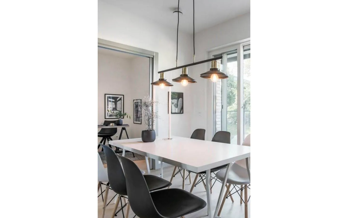 Kök & Matplats|Avlånga Taklampor<Globen Lighting Disc 3 Taklampa 96cm 3xE27 Svart/Borstad Mässing