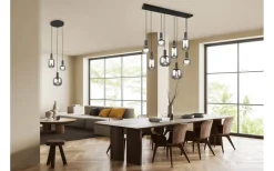 Trio Lighting Diva Takpendel 6-delad E27 mattsvart/förkromad* Avlånga Taklampor