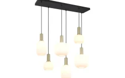 Trio Lighting Diva Takpendel 6-delad E27 matt mässing/vit* Avlånga Taklampor