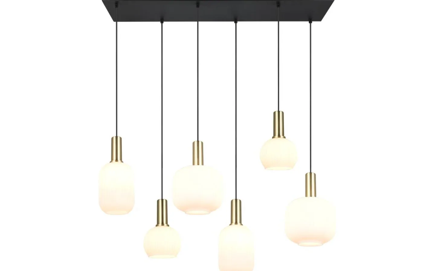 Trio Lighting Diva Takpendel 6-delad E27 matt mässing/vit* Avlånga Taklampor