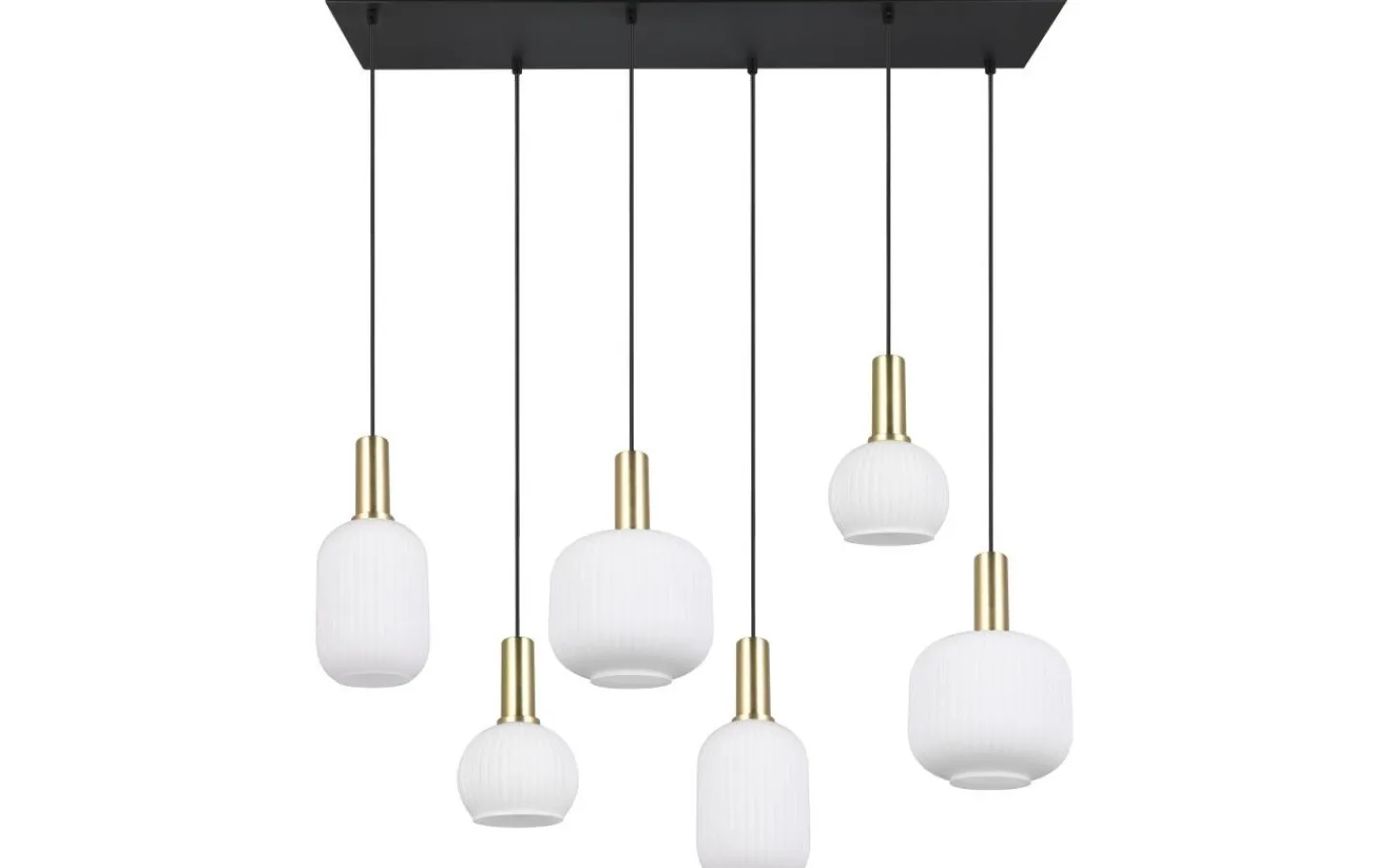 Trio Lighting Diva Takpendel 6-delad E27 matt mässing/vit* Avlånga Taklampor