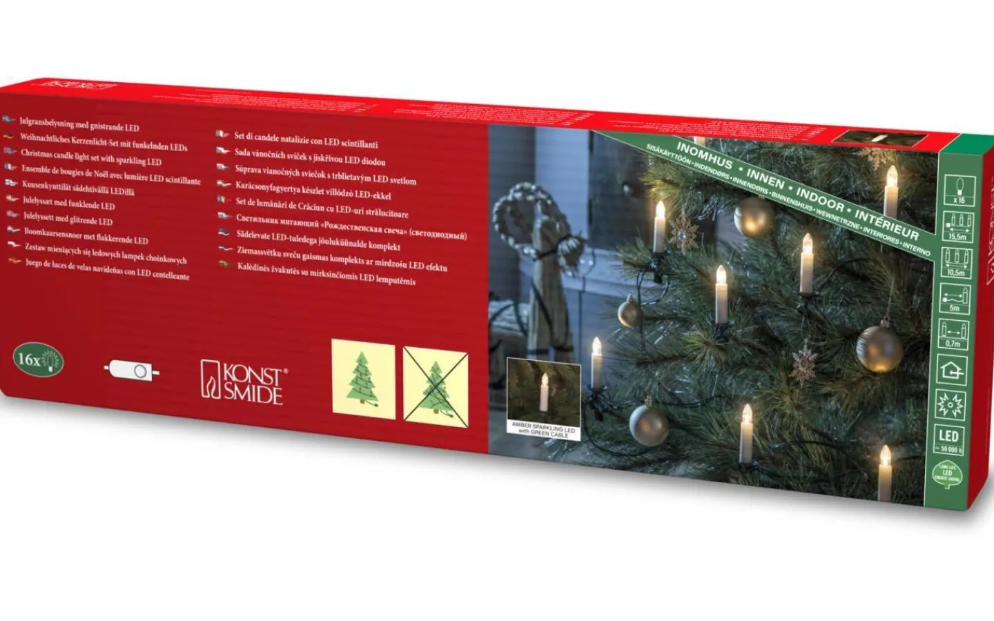 Klassisk Julgransbelysning<Konstsmide Dorak Julgransbelysning 16L LED Amber Parallellkopplad Inomhus