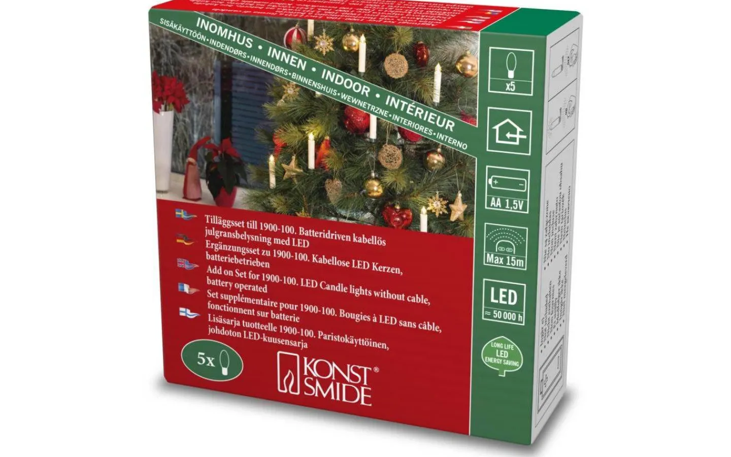 Konstsmide Dormas Batteridriven Julgransbelysning 11cm 5L LED Extra Inomhus* Klassisk Julgransbelysning