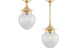 Karlskrona Lampfabrik Droppskärm 100/190 - Klart rutslipat kristallglas* Reservglas Och Reservdelar