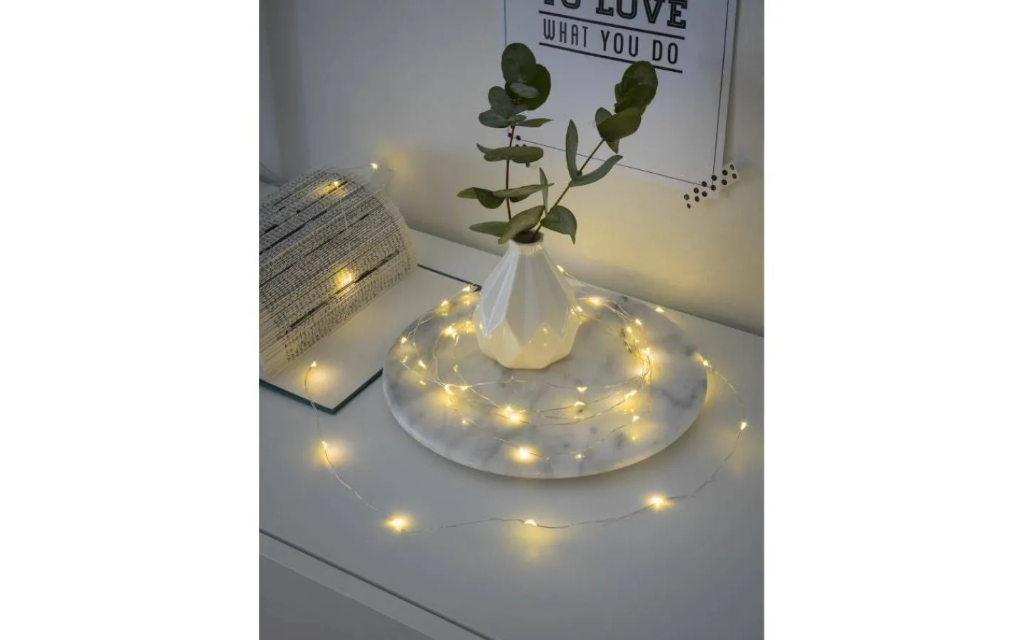 Konstsmide Drops Batteridriven Ljusslinga 3,9m Silver Varmvit* Batterislingor Inomhus