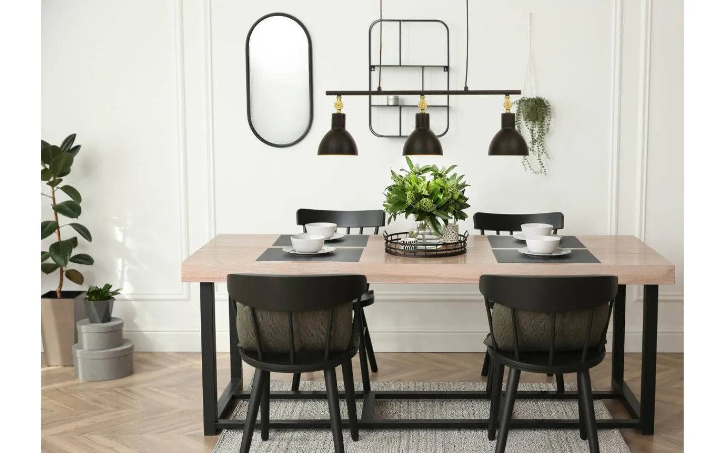 Aneta Dublin Taklampa 76cm Svart/Matt Mässing* Avlånga Taklampor