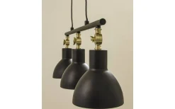 Aneta Dublin Taklampa 76cm Svart/Matt Mässing* Avlånga Taklampor