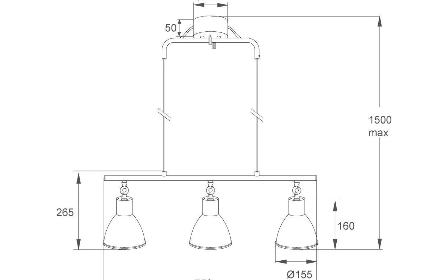 Aneta Dublin Taklampa 76cm Svart/Matt Mässing* Avlånga Taklampor