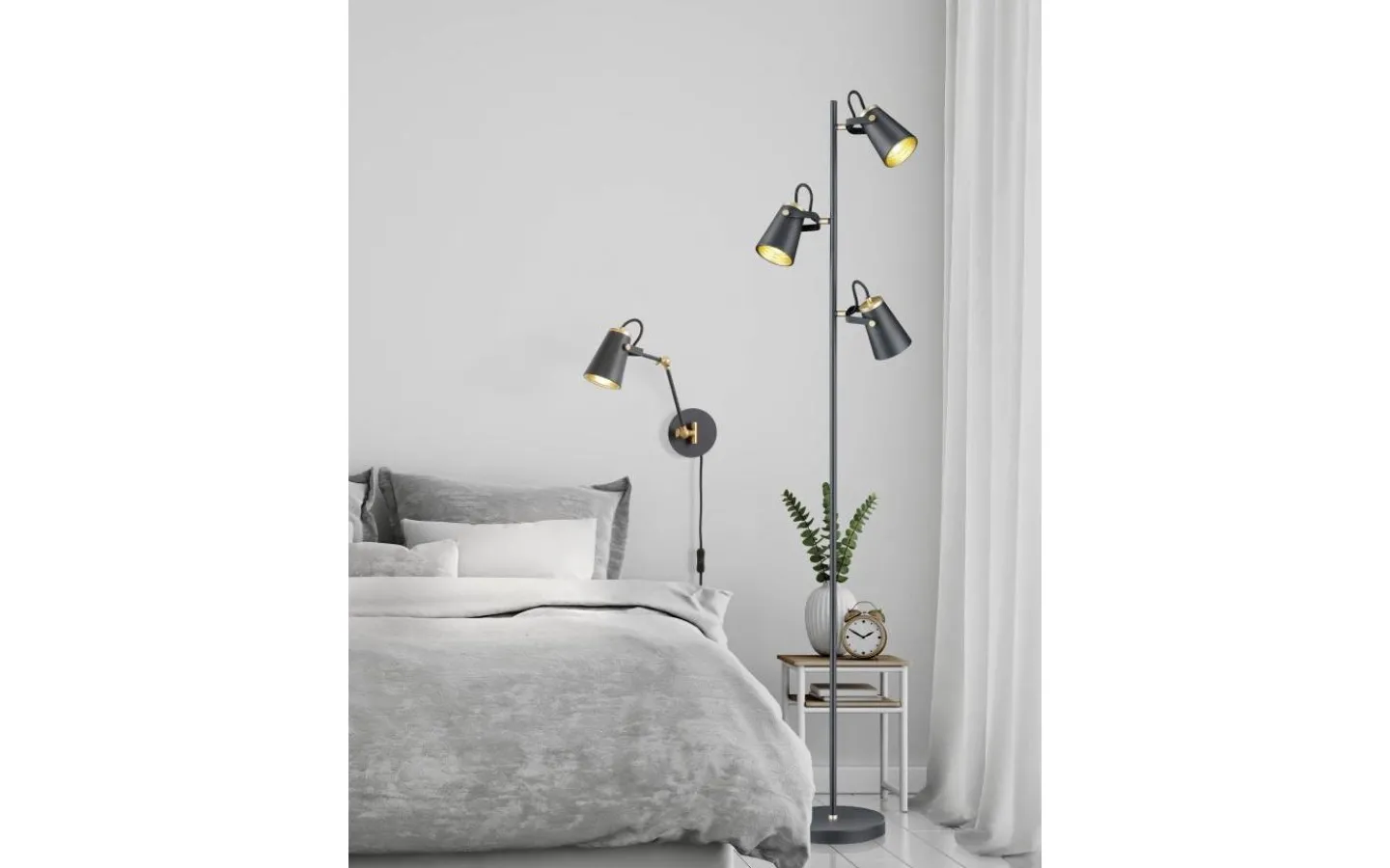 Trio Lighting Edward Golvlampa 3xE14 matt svart/guld* Golvlampor|Golvläslampor